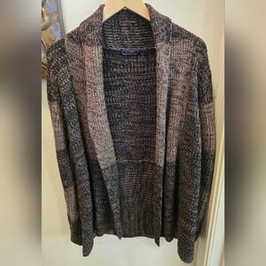 Effeci Black and Brown Open Cardigan Sweater L
